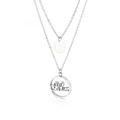 Collana a doppio strato in argento con ciondolo rotondo e scritta Mum incisa - Stile Argentato (KN110811-K)