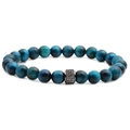 Set di bracciali in occhio di tigre blu con ciondolo a corona e zirconi lucidi - Cilindro