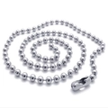 Silver titanium steel beaded cat couple necklace chain with a glossy metallic finish - Ball Chain 2mm*60cm / Silver