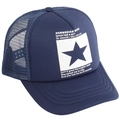 Navy blue trucker hat with pentagram star patch and breathable mesh back for summer - Adjustable / Navy Blue
