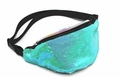 Turquoise and mint green mermaid sequin fanny pack with adjustable strap for women - Sky Blue