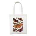 White canvas tote bag featuring vintage colorful butterfly prints in naturalistic style - Vintage Naturalism Butterfly Style (STD27-N)