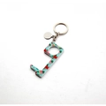 Detail of acrylic no-touch door opener keychain with tropical flamingo and floral pattern - 4# Flamingo
