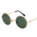 Occhiali da sole polarizzati tondi vintage con montatura in metallo dorato e lenti verdi - Montatura Oro Lenti Verde Scuro C8