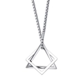 Titanium steel necklace with interlocking square and triangle pendants on box chain - Style C (Silver Interlocking Triangle Square)