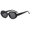 Occhiali da sole ovali retrò con montatura nera ondulata e lenti grigio scuro trendy - Montatura Nera Lenti Grigie