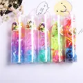 Pack de 5 chouchous élastiques pour filles aux couleurs assorties en tubes clairs - Ensemble 5 Pcs/Pot / Patterned Hair Ties (Random Color/Jar)