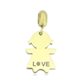 18k gold-plated stainless steel girl pendant with LOVE engraving and pink zircon stone - Gold Engraved Girl Pendant(NO.5)
