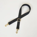 Bandoulière réglable en toile noire avec mousquetons en métal doré robustes - Noir