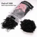 1000 élastiques à cheveux noirs pour filles dans un sac avec motif chat rose - 1000 Pcs (Grande Taille/Sac) / Noir Pur