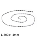 500mm x 1.4mm silver stainless steel beaded chain necklace with lobster clasp closure - 1.4mm Extra Fine Bamboo Chain (KN93425-Z)