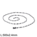 Polished silver stainless steel bead chain necklace, 500mm length and 2.4mm bead diameter - 2.4mm Medium Fine Bamboo Chain (KN93426-Z)