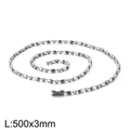 500mm silver stainless steel olive bead chain necklace with 3mm width and connector - 3.0mm Thick Bamboo Chain (KN93427-Z)