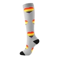 Chaussettes de compression grises avec motifs cœurs arc-en-ciel et talon noir - S/M / Arc-en-ciel Gris (Base Grise Coeur Coloré)
