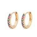 Pendientes de aro en plata S925 dorada con circonitas de colores para mujer - 6mm / Oro/Circonita Multicolor