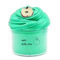 Green apple fluffy slime in transparent jar with red fruit slice decoration - Green Apple