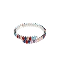 Detailed macro view of silver wrap bracelet with marquise-cut multicolored gemstones - Platinum Plated Bracelet / Multicolor/Silver