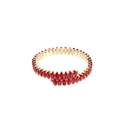 Elegant gold bracelet featuring double rows of ruby red marquise-cut crystals - Gold Color Bracelet / Rose Red Gold