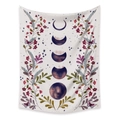 Bohemian moon phase tapestry with floral and butterfly patterns on white background - White Moon Phase Butterfly Plant Floral (LT045-4)