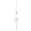Gold chain crystal suncatcher with purple crystal and rainbow sphere pendant ornament - 35cm-40cm / Square Geometric Frame Style (A003)