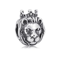 Makro-Detail einer Löwenkopf-Perle mit Krone aus oxidiertem Titanstahl für Armbänder - NO.2-Löwe mit Krone