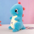 Blue soft plush dinosaur doll with lollipop embroidery and red back spines - Sky Blue / 30cm 0.18kg