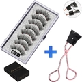5-pair magnetic false eyelashes set with MB13K-5 lashes and rose gold applicator tool - MB13K-5 / 5 Pairs Eyelashes + Black Clip