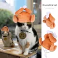 Simpatico cappello per gatti a forma di coscia di pollo in peluche arancione regolabile - Cappello Coscia di Pollo