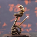Vintage-Frosch-Räucherstäbchenhalter aus Messing auf Lotuszweig für die Meditation - Gemütliche Frosch-Räucherschale