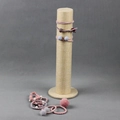 Vertical velvet scrunchie and watch display stand with Morandi colored hair accessories - Linen Column Stand