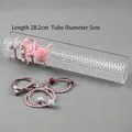 Vertical display stand showing dimensions 28.2cm height for hair accessories and watches - Clear Plastic Tube