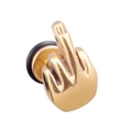Golden middle finger stud earring in hip hop style made of stainless steel with rubber back - Gold