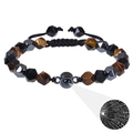 Projektionsarmband mit schwarzen und braunen Steinen und Ich liebe dich in 100 Sprachen - 8MM Rund - Facettiertes Tigerauge/Magnetit/Obsidian