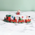 Christmas wooden toy train in red and green with snowman and tree holiday decorations - Red and White Striped / Style 05133R