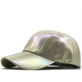 Side view of holographic metallic PU leather baseball cap with six-panel construction - Metallic Black (12)