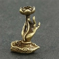 Vintage Räucherstäbchenhalter aus Messing mit Buddha-Hand und Lotusblumen-Design - Kleiner Buddha Hand Lotus