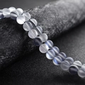 Frosted round crystal jade beads in white grey with subtle blue luster finish - Black and White