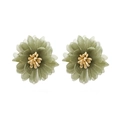 Elegante chiffon kanten bloem oorbellen in saliegroen en crème met zachte bloemblaadjes - Studs (Kort) / Groen