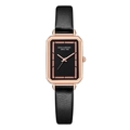 Orologio vintage da donna al quarzo con cinturino in pelle nera e cassa rettangolare oro - Quadrante Nero 1985 Cinturino Nero
