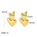 Glänzende goldene Herz-Ohrringe aus Edelstahl in gestuftem Design für Damen - Gold Doppelherz-Stil (TE6003-G)
