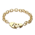 Minimalist gold handcuff bracelet made of stainless steel with round link chain - Gold Bracelet (KB168988-Z)
