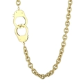 Golden stainless steel cable chain necklace with decorative handcuffs pendant - Gold Necklace (KN236323-Z)