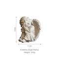 European style cute white angel resin sculpture figurine sitting with wings 12cm high - Leaning Knee Thinking Left Angel