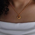 P1492-gold Black Glass Stone Necklace -40 5cm