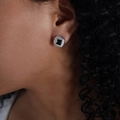 F850-steel Black Glass Stone Earrings