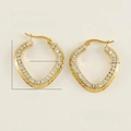 Orecchini a cuore in acciaio inossidabile placcato oro 18K con cristalli e greca - Placcato Oro 18K / Oro