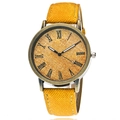 Orologio al quarzo bronzo vintage con cinturino in denim giallo e numeri romani classici - Giallo