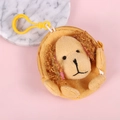 Plush lion cartoon coin purse with zipper closure and yellow lobster clip keychain - 03-Lion