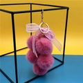 Cute pink grape plush keychain with lace bow and gold metal hardware for bags - Rose Red