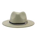 Classic cream Fedora sun hat with woven rope trim and silver star charms - M (56-58cm) / Cream